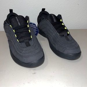 DC Williams Slim ADYS100539 Mens Black Leather Lace Up Skate Sneakers Shoes 9